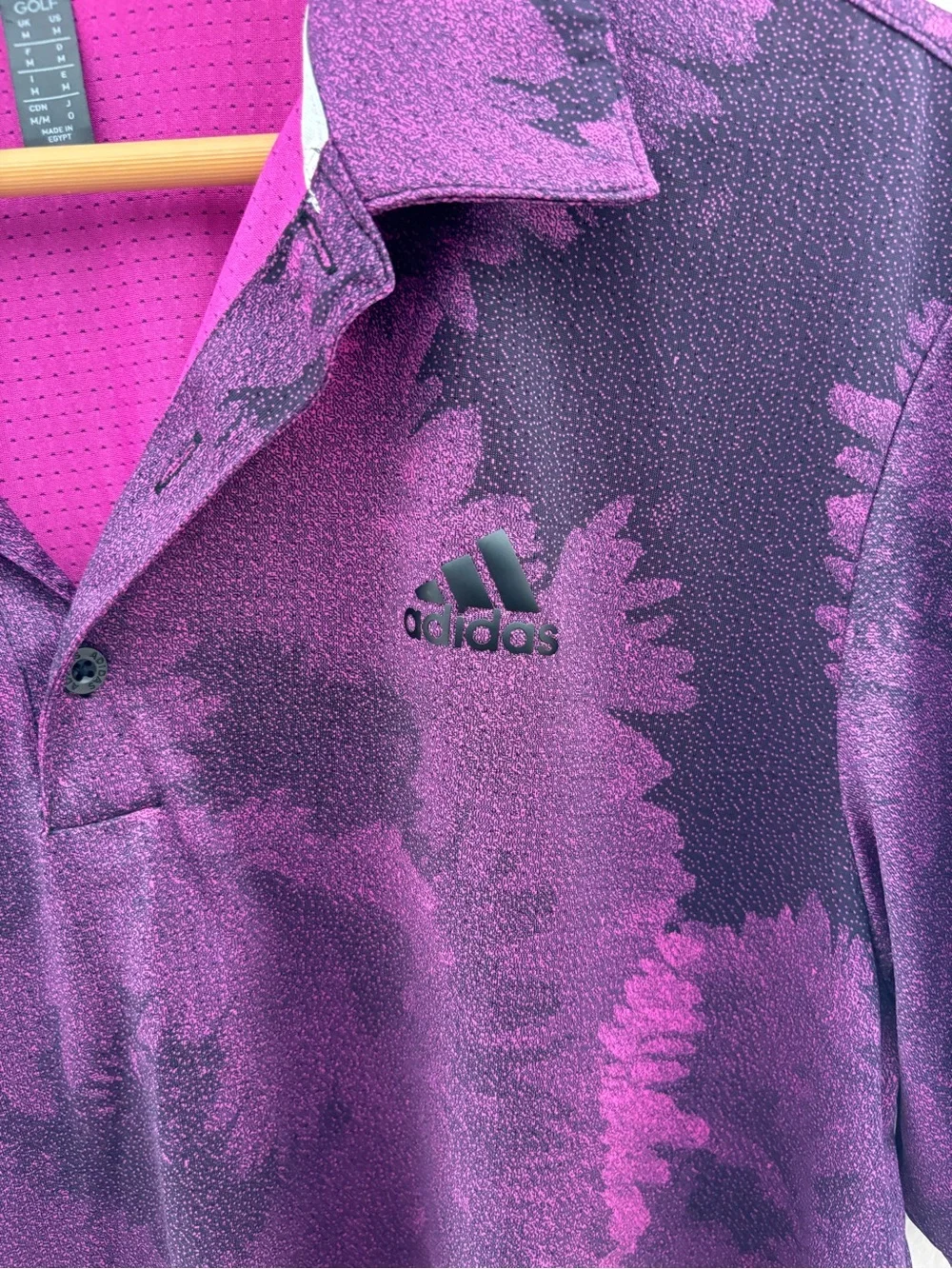 adidas Golf Purple Tie Dye Polo Shirt Men's Size M Performance Golf Polo